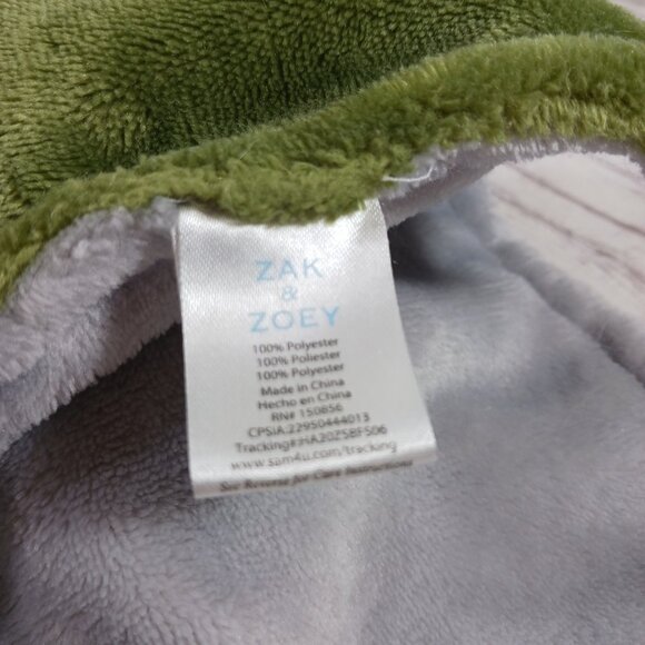 Zak & Zoey Green Gray Dino Lovey Security Blanket Plush Stuffed Animal Small 10" - Picture 6 of 6